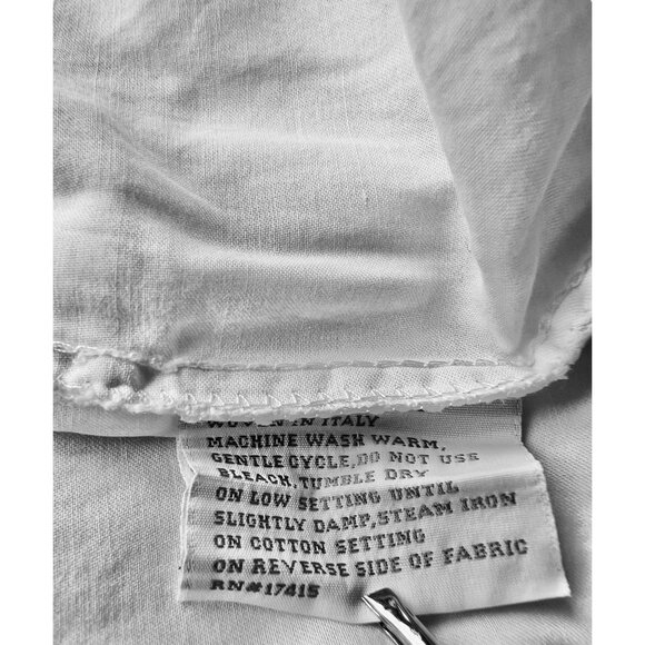 White Embroidered Egyptian Cotton Pillowcase 20"x29" Woven In Italy - Picture 4 of 7